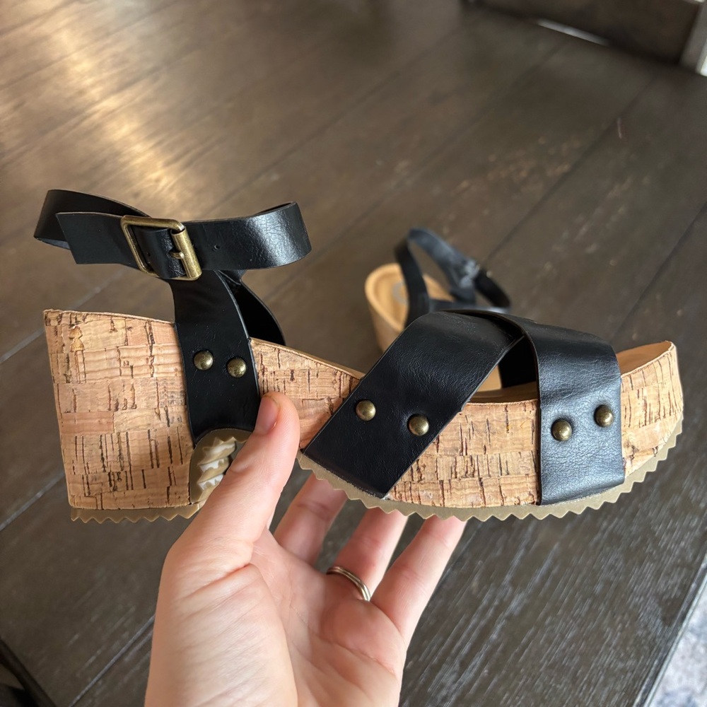 Black Leather Platform Sandals